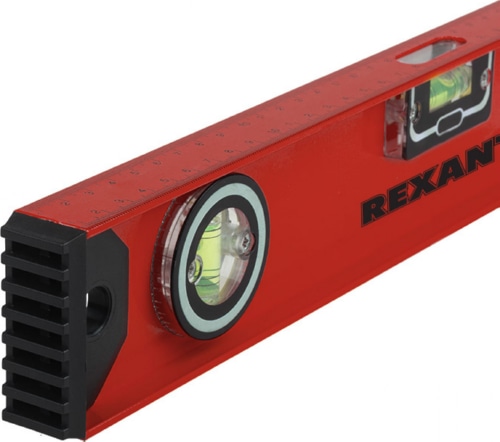 Уровень алюминиевый «Рельс», 400 мм, 3 глазка (1 поворотный) REXANT