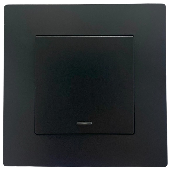 Выключатель 1-кл. с подсветкой чёрный A-002B "Aura" AWSproducts