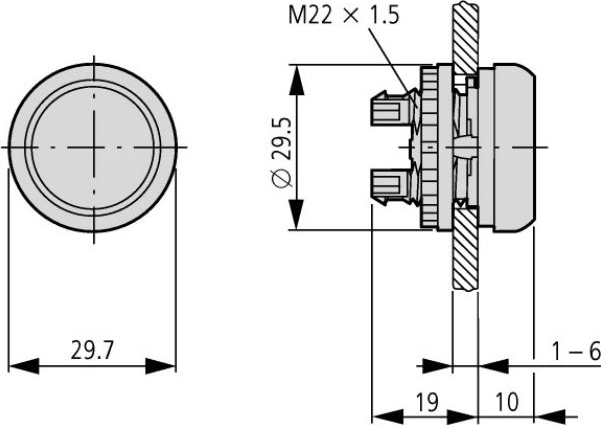 Кнопка с подсветкой M22-DRL-Y с фиксацией