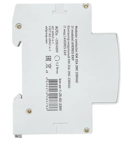 Контактор модульный КМ 25/02 (кат.230В AC, 2нз, 25A AVERES) EKF