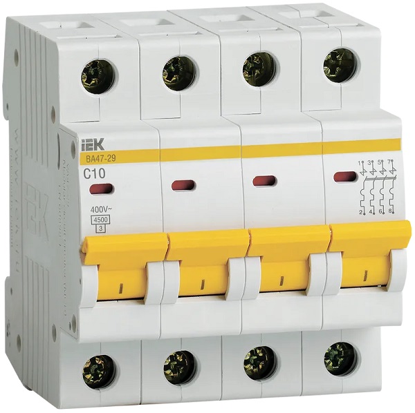 Автоматический выключатель ВА47-29 C10/4 4,5кА IEK