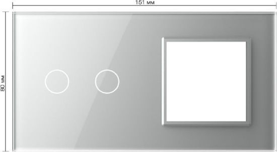 Панель для сенсорного выключателя и розетки Livolo, 2 клавиши, цвет серый, стекло