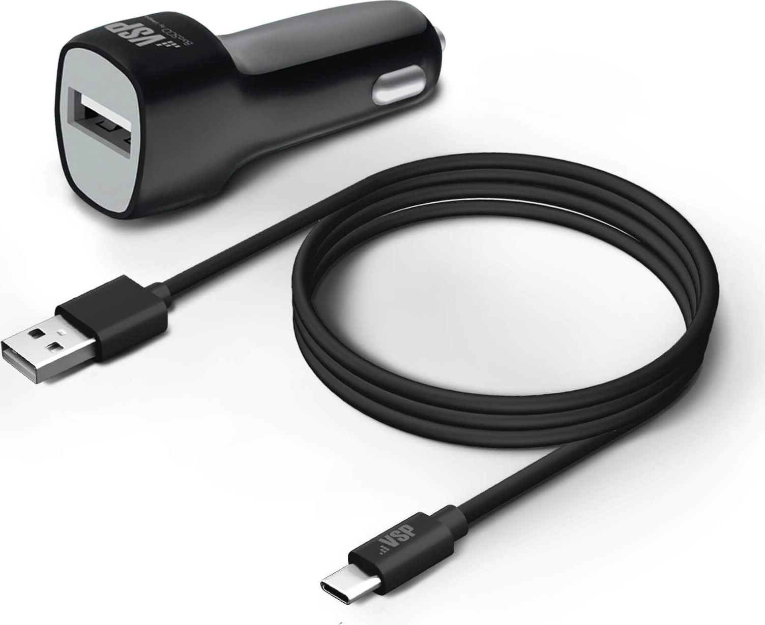 Автомобильное зарядное устройство USB, 1А+Дата- кабель,Type-C,1м (0222)