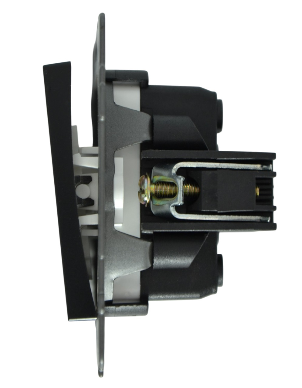 Выключатель проходной 2-кл. с подсветкой чёрный A-012B "Aura" AWSproducts