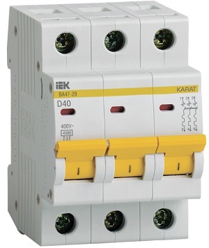Автоматический выключатель ВА47-29 D40/3 4,5кА IEK