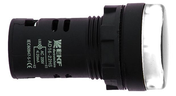 Индикатор LED белый AD16-22HS 24В AC/DC IP54 EKF