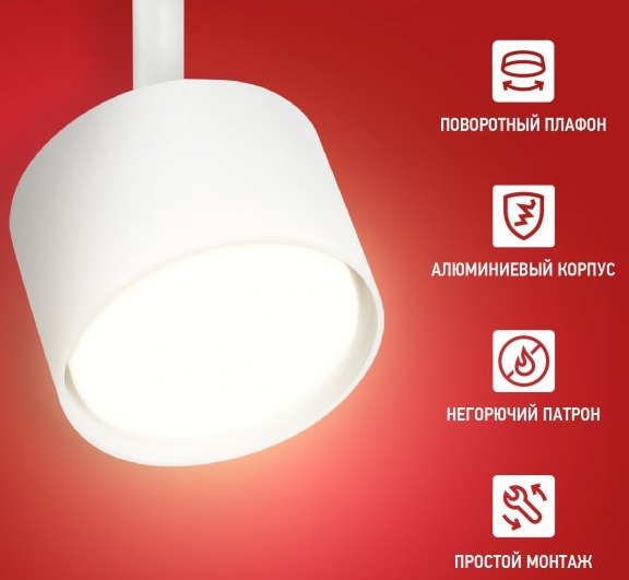 Светильник трековый 1ф. TR-GX53-TL 50RW GX53 белый IN HOME