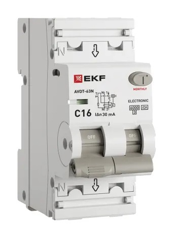 АВДТ-63N C16/1+N 30мА, тип А, 6кА PROXIMA EKF