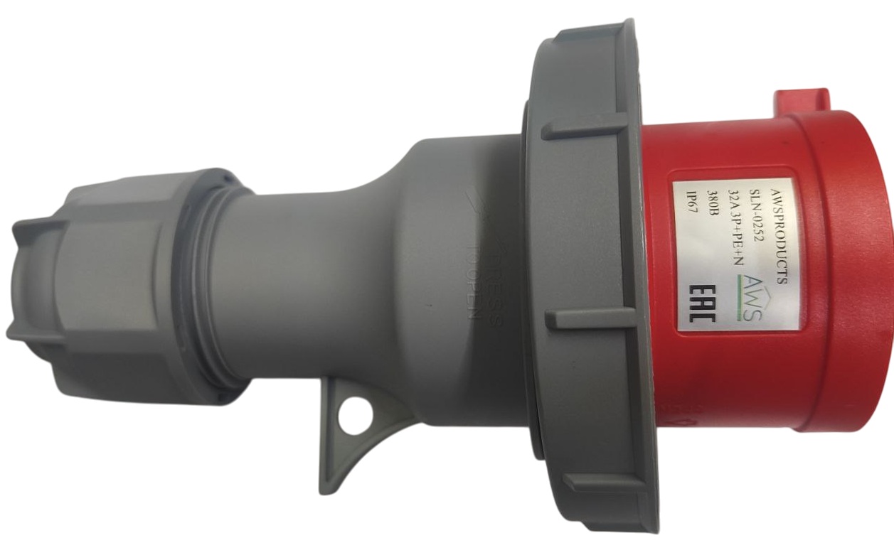 Вилка переносная 32A 5п (3P+PE+N) SLN-0252 IP67, 380В, AWSPRODUCTS