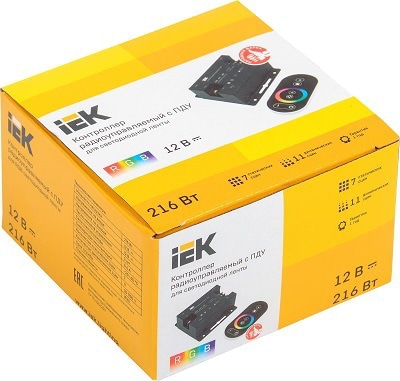 Контроллер с ПДУ радио (черный) RGB 3 канала 12В, 6А, 216Вт IEK