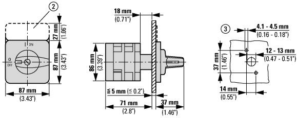 Переключатель щитовой T5B-2-8211/E (65A, 1-0-2) 2-pol