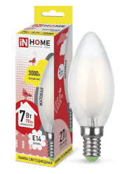 Лампа светодиодная LED-СВЕЧА-DECO 7Вт 220В Е14 3000К 630Лм матовая IN HOME