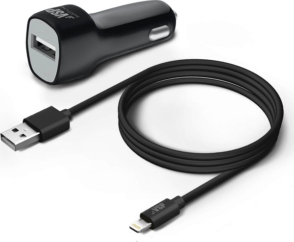 Автомобильное зарядное устройство USB, 1А+Дата- кабель,8pin,1м (0222)