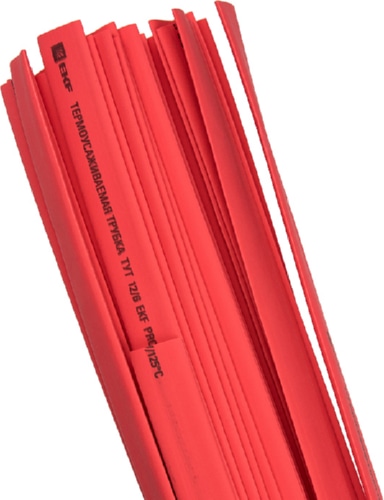 Термоусаживаемая трубка ТУТнг 12/6 красная (1м) PROxima (EKF)