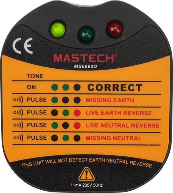 Тестер розеток MS6860D MASTECH (Rexant)