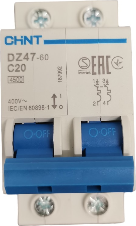 Авт. выкл.DZ47-60 2P 20A 4.5KA х-ка C