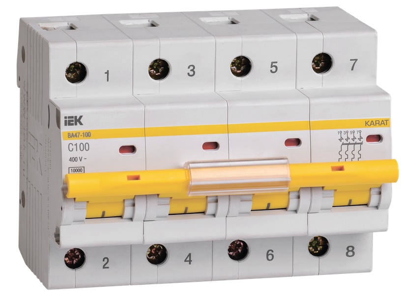 Автоматический выключатель ВА47-100 C100/4 10кА IEK