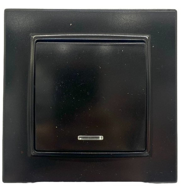 Выключатель 1-кл. с подсветкой чёрный SD-P1002B "Standard" AWSproducts