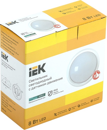 Светильник LED ЖКХ ДПО 5012Д 8W 640Lm 4000K IP65 круг с датч IEK