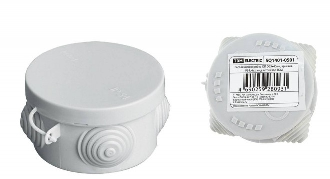 Коробка распред. о/п 65х40 IP54 СЕРАЯ 4 сальника TDM (180)