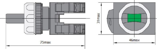 Переключатель без подсветки NP8-11X/212, 2 положения с фиксацией, чёрная 1НО+1НЗ IP65