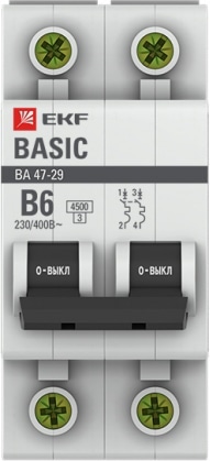 Автомат ВА 47-29 2P  6А (B) 4,5кА 230В Basic