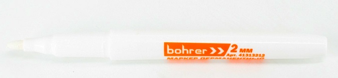 Маркер перманентный Bohrer 2 мм белый (круглый пулевидный) (1200/12)