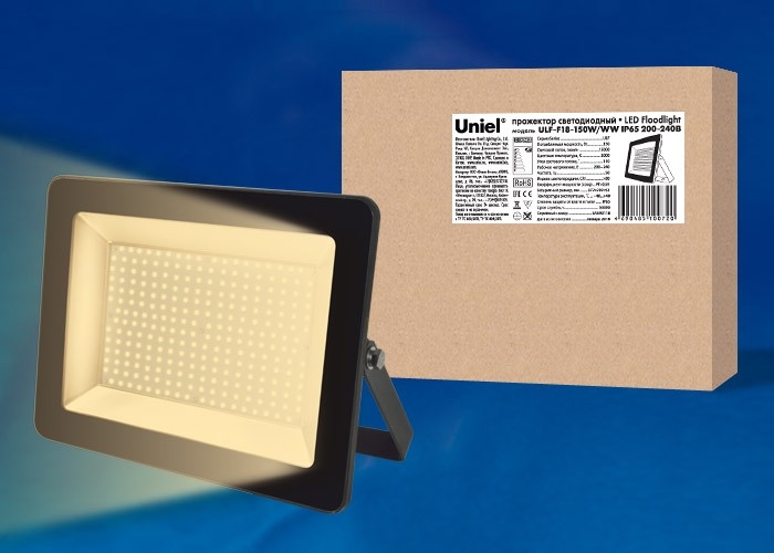 Прожектор светодиодный ULF-F18-150W/WW IP65 200-240V Black 15000lm