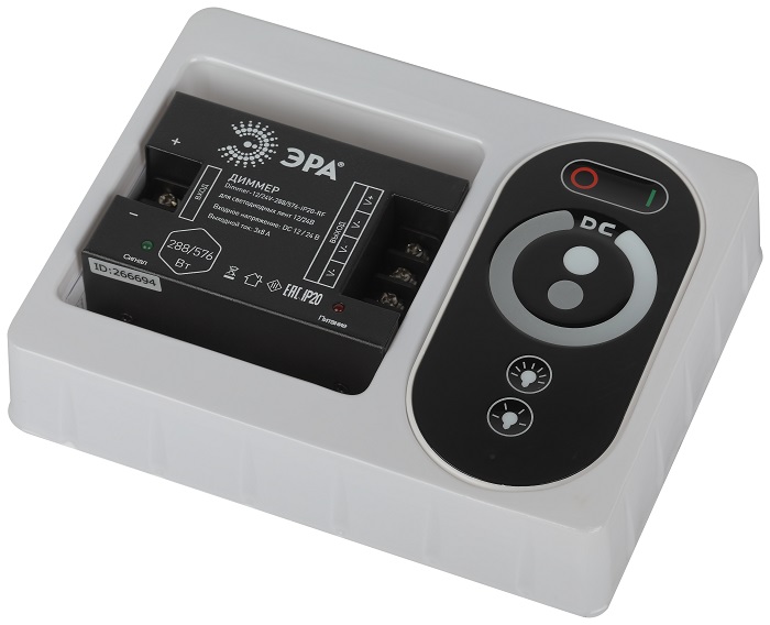 Диммер для светодиодной ленты Dimmer-12/24V-288/576-IP20-RF с радио пультом ЭРА
