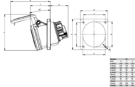 Разъем внутр. установ. IP-44 63/5 гнездо (4351-6)