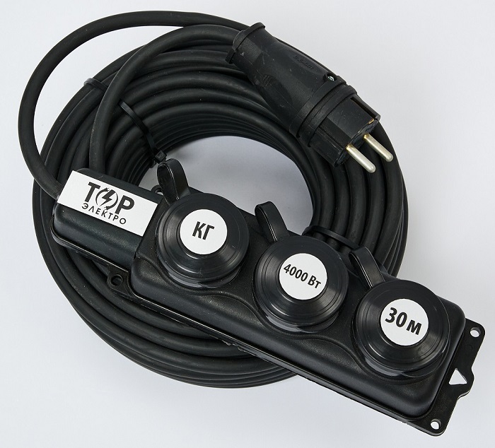 Удлинитель на колодке 3гн. 30м с/з IP44 КГ (ГОСТ) 3x1,5мм2 ТОР