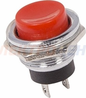 Кнопка металл 220V 2А (2с) (ON)-OFF O16.2 крас. Rexant