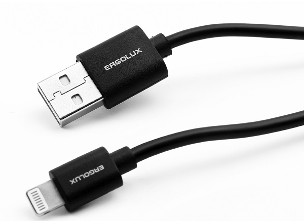 Дата-кабель ERGOLUX ELX-CDC01P-C02 ПРОМО (USB-Lightning, 2А, 1м, Черный, Пакет )