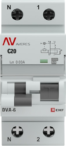АВДТ DVA-6 C20/1+N 30мА, тип АС, 6кА AVERES EKF