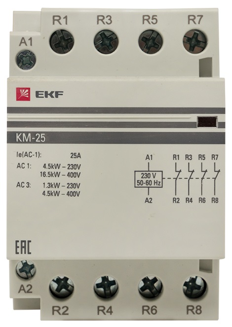 Контактор модульный КМ 25А 4NC (3 мод.) EKF PROxima