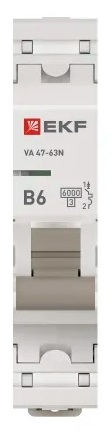 Автоматический выключатель ВА 47-63N B 6/1 6кА Proxima EKF (без НДС)