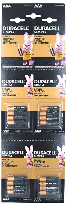 Батарейка Дюраселл Alkaline 4-ААА блистер 240-1440