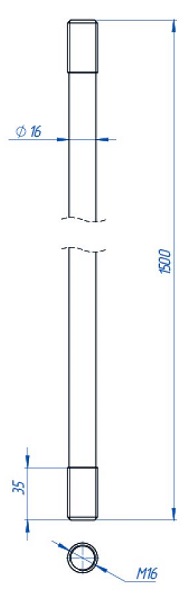 Стержень заземления из нержавеющей стали 16 мм х 1500 мм (под заказ)