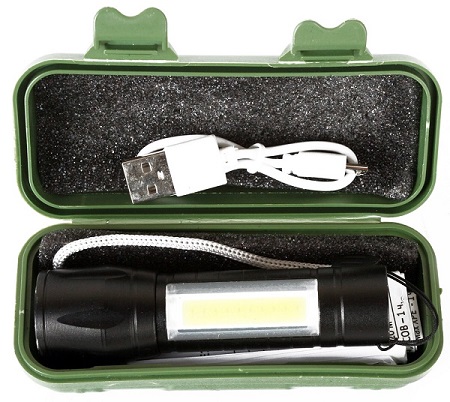 Фонарь Ultraflash E1337 (фонарь аккум 3,7В, черный, XPE + COB LED, 3 Ватт, 3 реж., бокс)