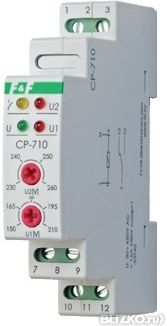 Реле контроля напряжения  CP-710 (1ф,16А, ниж.п150-210В;верх.п230-260)