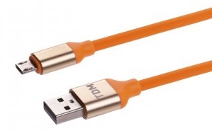 Дата-кабель, ДК 13, USB - micro USB, 1 м, силиконовая оплетка, оранжевый, TDM