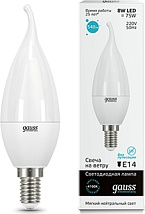 Лампа Gauss Elementary LED Свеча на ветру 8W 220V E14 4100K 540Lm