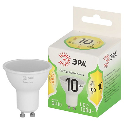 Лампа LED MR16 GU10 3000К 10Вт софит GREEN LINE ЭРА