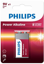 Батарейка 6LR61P1B/51 "крона" алкалиновая 9V 1 шт. 6LR61/9V-1BL Power Philips