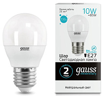 Лампа LED G45 E27 4100К 10Вт 920Лм Elementary Gauss