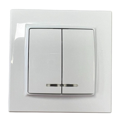 Выключатель 2-кл. с подсветкой белый SD-P1006W "Standard" AWSproducts