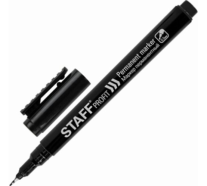Маркер перманентный "Profit PM-105", ЧЕРНЫЙ, тонкийм металлический наконечник 0,5 мм, STAFF