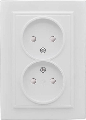 Розетка 2-я б/з со шторками Белый Минск EKF