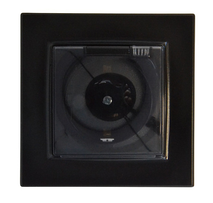 Розетка 1-я с крышкой с/з чёрная SD-P1013B "Standard" AWSproducts