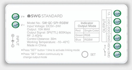 Контроллер универсальный Quick control SPI 3 в 1 (один цвет/RGB/RGBW) SWG